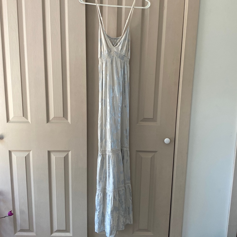 Silver linen maxi dress